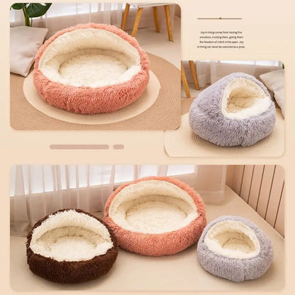 Purely Pawsome™ 2-in-1 Soft Plush Pet Bed - 50CM Round Cat Bed with Removable Cover