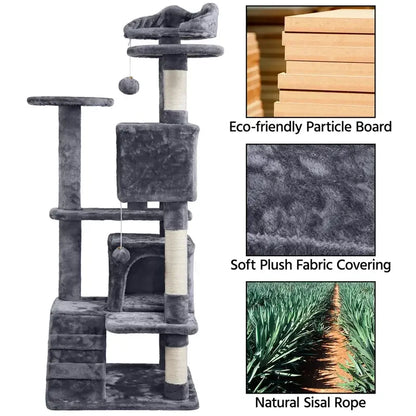 Large Cat House for for Kittens & Cat Tree Cat Tower Condo with 2 Condos Scratching Posts Large Cat House for for Kittens & Cats