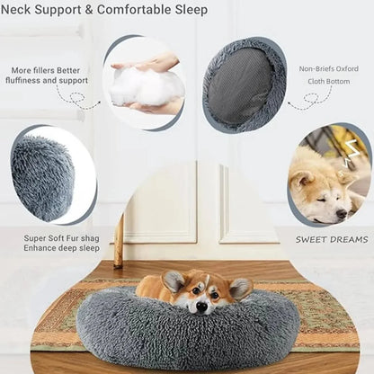 Purely Pawsome™ Round Pet Bed - Super Soft Plush Dog House for Large Dogs (40-90cm, 6 Sizes)