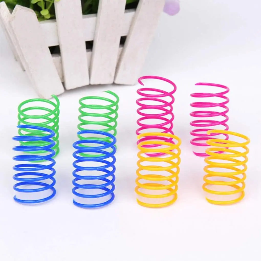 Purely Pawsome™ Cat Spring Toy Bulk Pack - 4/200Pcs Colorful Plastic Coil Springs for Kittens