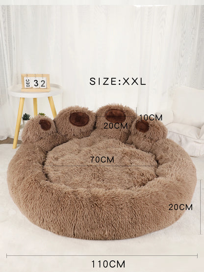 Purely Pawsome™ Fluffy Dog Bed - Winter Warm Large Pet Sofa Basket with Blanket