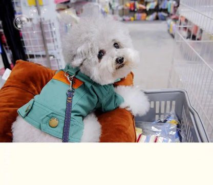 Purely Pawsome™ Spring Dog Denim Suit - Stylish Coat with D-Ring Leash for Small & Medium Dogs