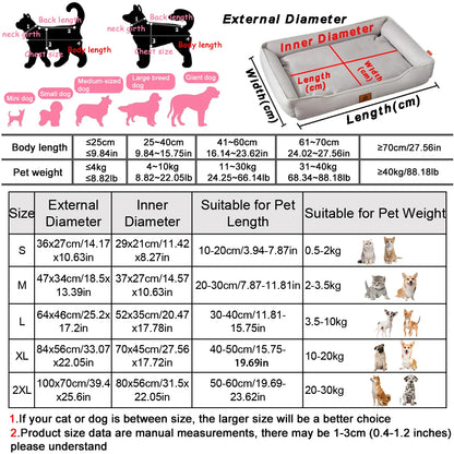 Purely Pawsome™ Four Season Square Dog Bed - Bite-Resistant Waterproof Mattress for Large Dogs