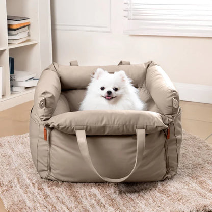 Purely Pawsome™ Luxury Pet Car Seat - Faux Leather Dog & Cat Travel Bed Booster