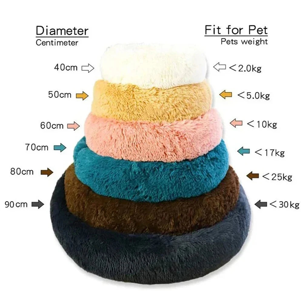 Purely Pawsome™ Round Pet Bed - Super Soft Plush Dog House for Large Dogs (40-90cm, 6 Sizes)
