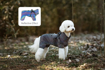 Purely Pawsome™ Dog Raincoat with Harness - Waterproof 4-Leg Rain Jacket for Small Dogs