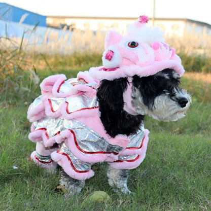 Purely Pawsome™ Lion Dance Dog Costume - Chinese New Year Festival Outfit for Dogs & Cats