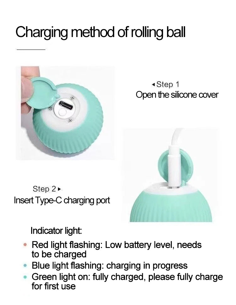 Purely Pawsome™ Interactive Cat Ball - Automatic Indoor Rolling Cat Toy Electric Smart Ball