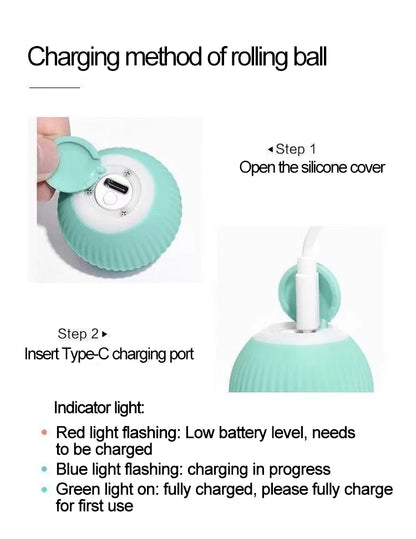 Purely Pawsome™ Interactive Cat Ball - Automatic Indoor Rolling Cat Toy Electric Smart Ball