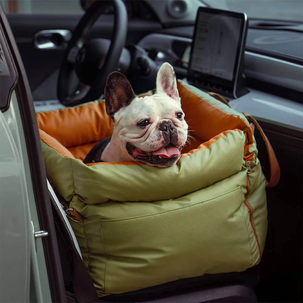 Purely Pawsome™ Luxury Pet Car Seat - Faux Leather Dog & Cat Travel Bed Booster