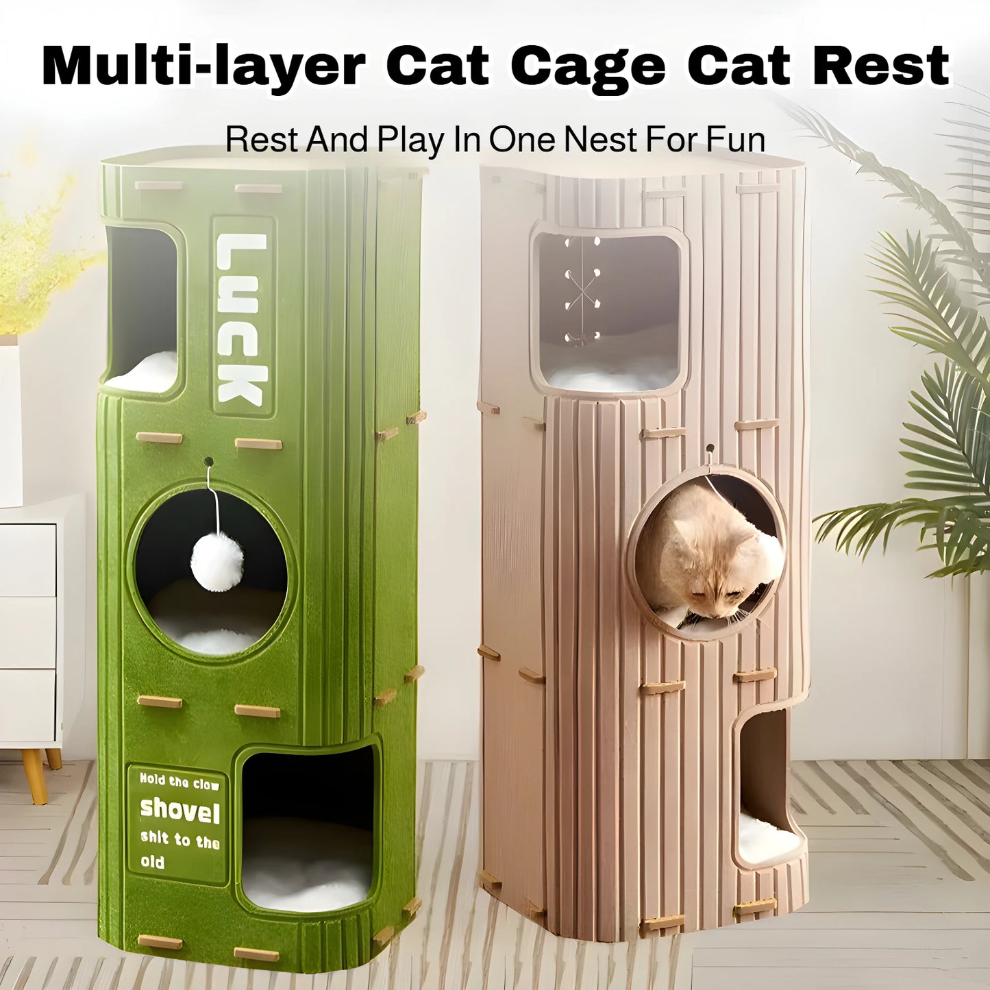 Multi-Layer Cat Nest Cat Climbing Frame Integrated Closed Security Cat Sleeping Nest Scratch-Resistant Wear-Resistant Four-Seas
