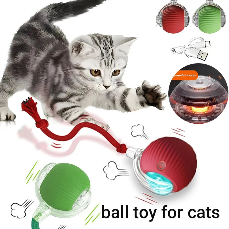 Purely Pawsome™ Cat Interactive Ball Toy - Automatic Rolling Rechargeable Smart Kitten Ball