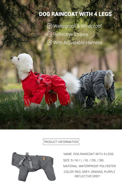 Purely Pawsome™ Dog Raincoat with Harness - Waterproof 4-Leg Rain Jacket for Small Dogs