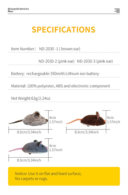 Purely Pawsome™ Electric Interactive Mouse Cat Toy - Funny Plush Smart Pet Movement Toy
