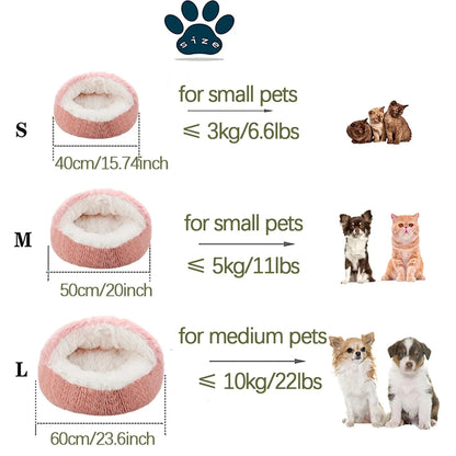 Purely Pawsome™ 2-in-1 Soft Plush Pet Bed - 50CM Round Cat Bed with Removable Cover