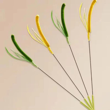 Purely Pawsome™ Cat Teasing Feather Pole - Dog Tail Grass Wire Cat Toys Flexible Durable