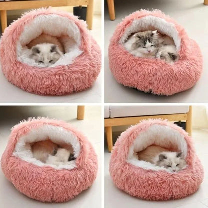 Purely Pawsome™ 2-in-1 Soft Plush Pet Bed - 50CM Round Cat Bed with Removable Cover