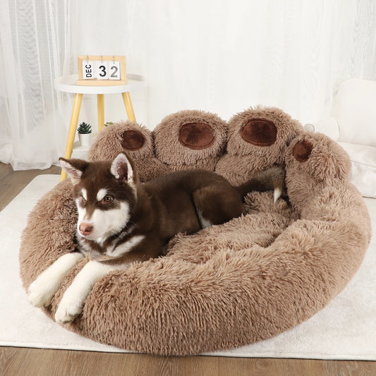 Purely Pawsome™ Fluffy Dog Bed - Winter Warm Large Pet Sofa Basket with Blanket