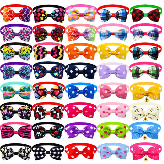 20PCS Pet Bow Tie Set – Adjustable Collar Bowties for Small Dogs & Cats | Pet Grooming Accessories Bulk Pack