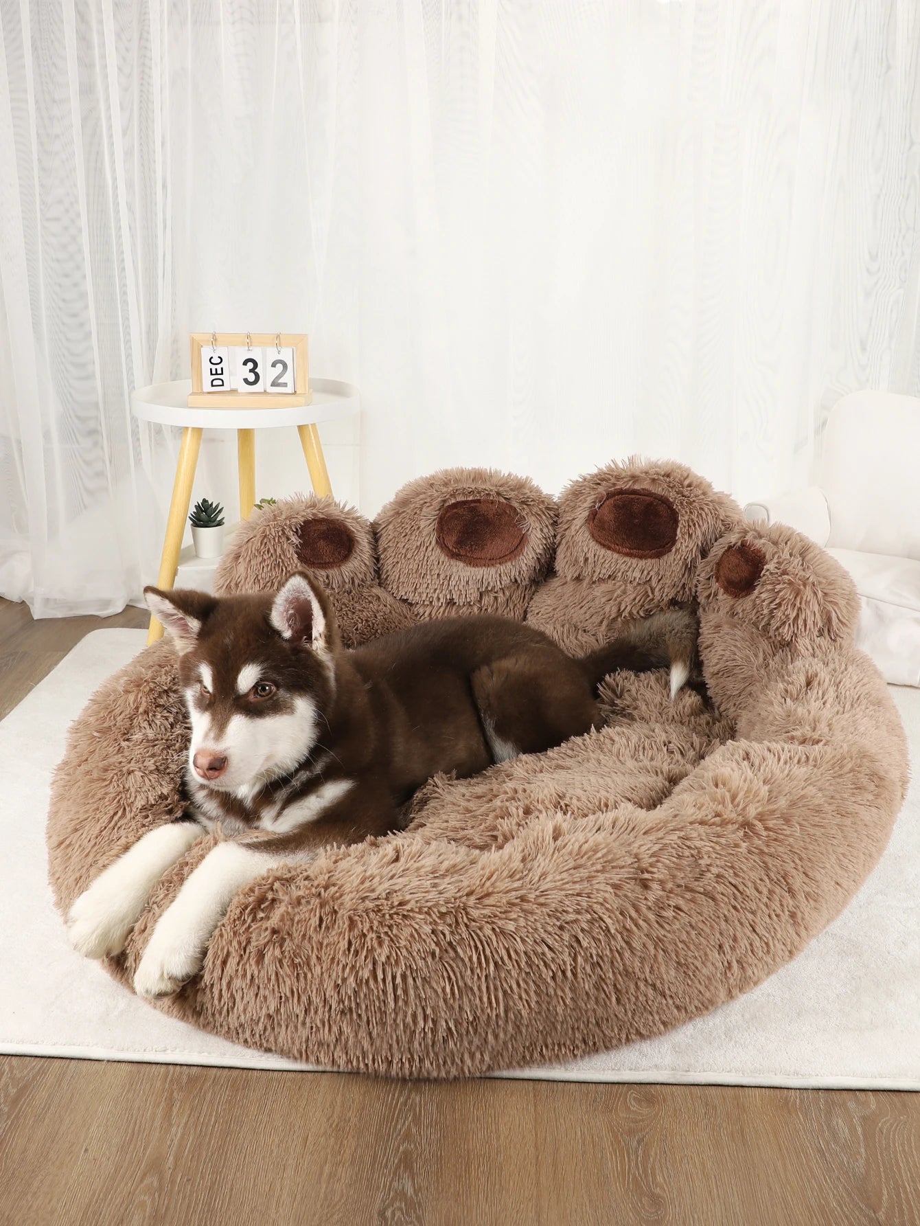 Purely Pawsome™ Fluffy Dog Bed - Winter Warm Large Pet Sofa Basket with Blanket