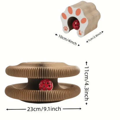 Purely Pawsome™ Foldable Cat Scratcher with Bell & Catnip - Multi-Level Cardboard Claw Sharpener