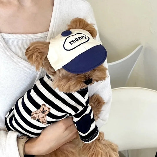 Purely Pawsome™ Black Striped Pet T-Shirt - Summer Cartoon Soft Pullover (XS-XL)