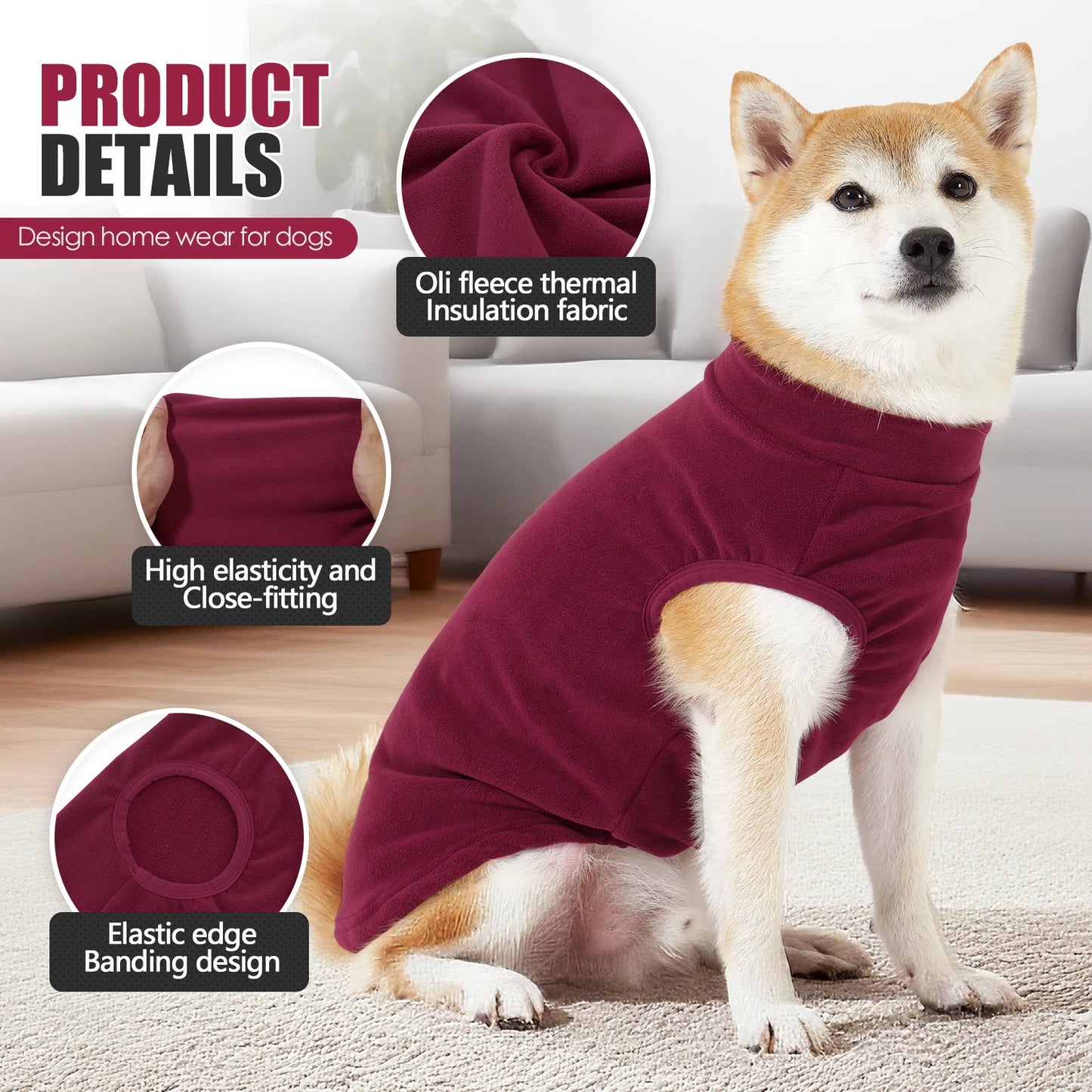Purely Pawsome™ Fleece Dog Sweater - Stretchy Pullover Soft Jacket for All Sizes