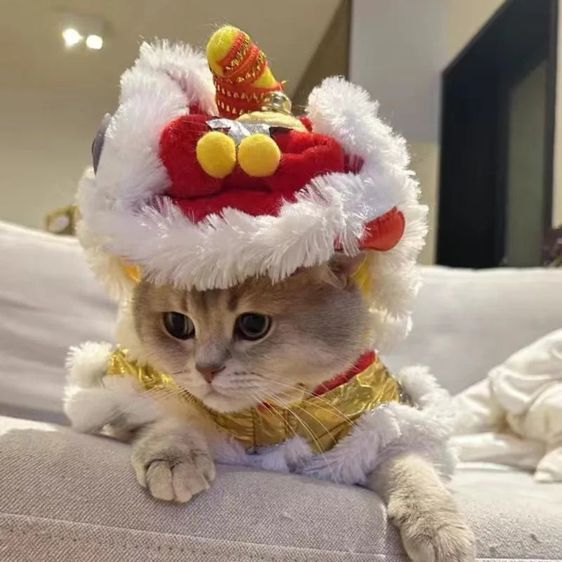 Purely Pawsome™ Lion Dance Dog Costume - Chinese New Year Festival Outfit for Dogs & Cats