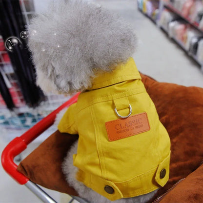 Purely Pawsome™ Spring Dog Denim Suit - Stylish Coat with D-Ring Leash for Small & Medium Dogs