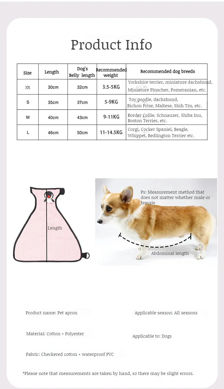 Purely Pawsome™ Dog Belly Cover - Breathable Anti-Dirty Waterproof Belly Band Apron