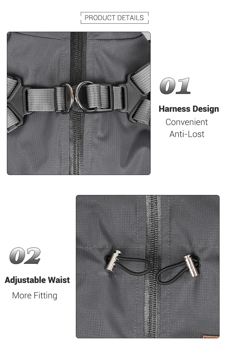 Purely Pawsome™ Dog Raincoat with Harness - Waterproof 4-Leg Rain Jacket for Small Dogs