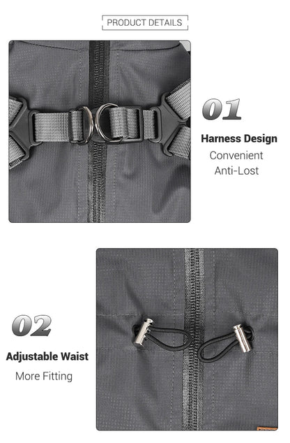 Purely Pawsome™ Dog Raincoat with Harness - Waterproof 4-Leg Rain Jacket for Small Dogs