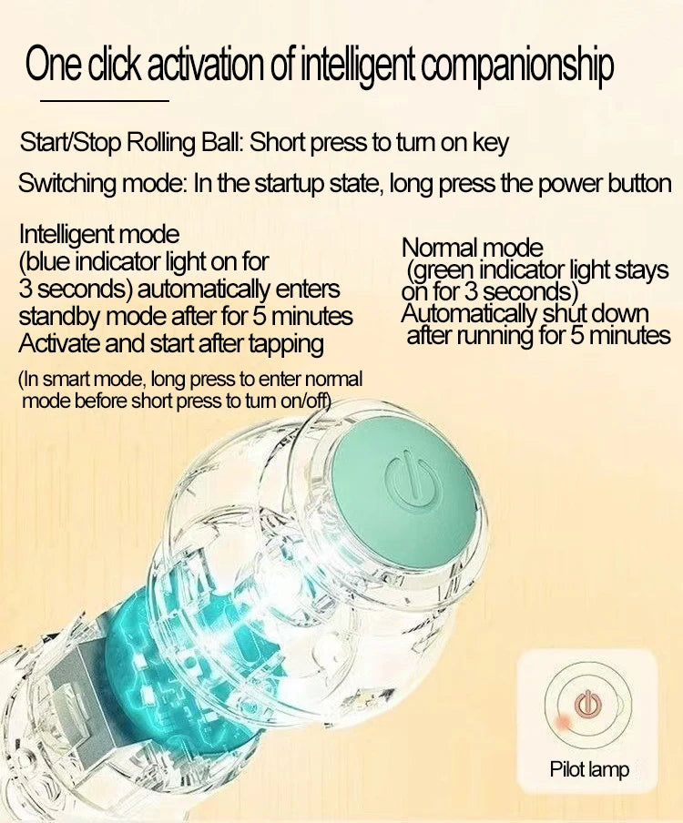 Purely Pawsome™ Interactive Cat Ball - Automatic Indoor Rolling Cat Toy Electric Smart Ball