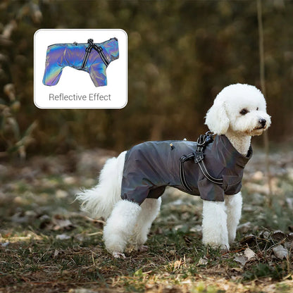 Purely Pawsome™ Dog Raincoat with Harness - Waterproof 4-Leg Rain Jacket for Small Dogs
