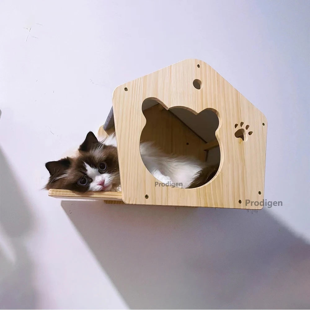 Cat Wall Climbing House Shelf Bed Wall Mounted Tree Tower Hiding House Villa Castle for Indoor Cats Accessories Sleeping