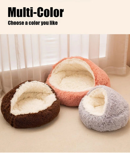 Purely Pawsome™ 2-in-1 Soft Plush Pet Bed - 50CM Round Cat Bed with Removable Cover