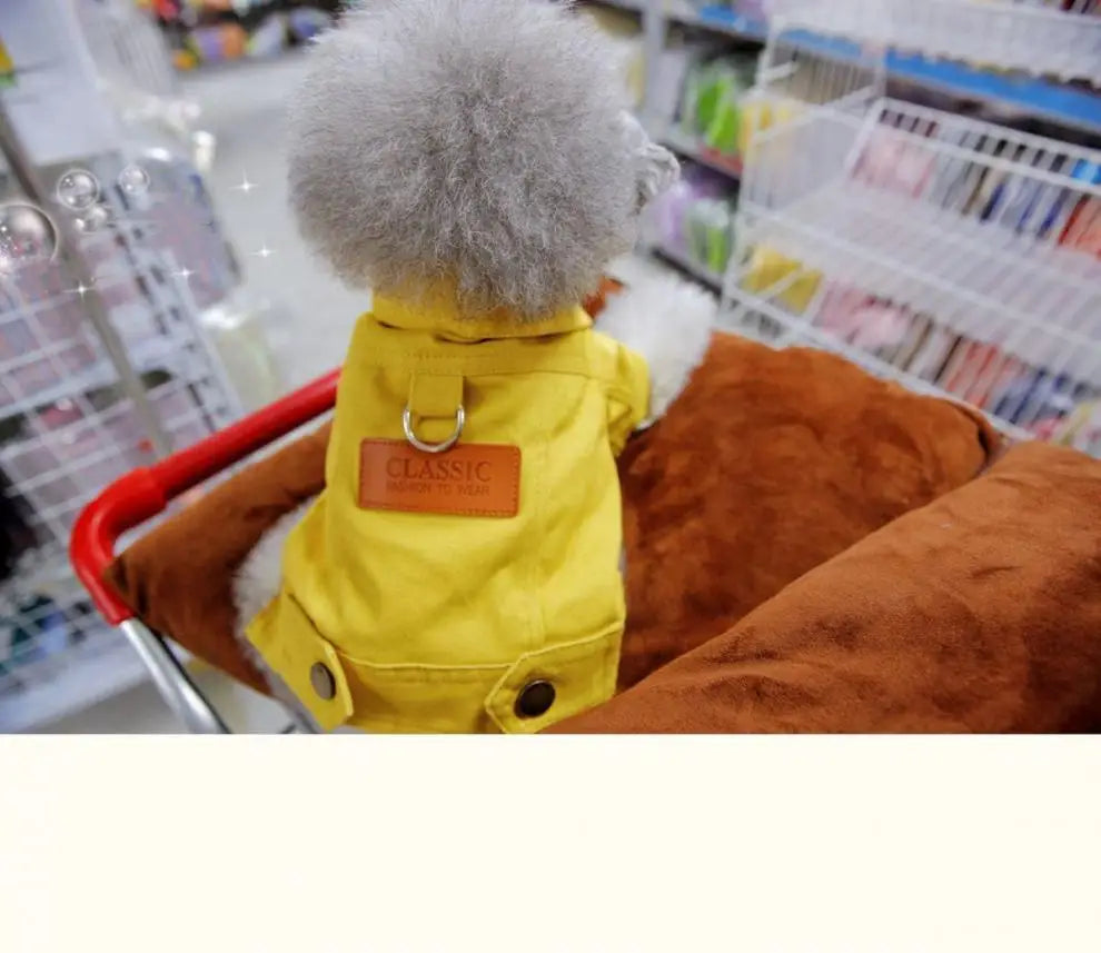 Purely Pawsome™ Spring Dog Denim Suit - Stylish Coat with D-Ring Leash for Small & Medium Dogs