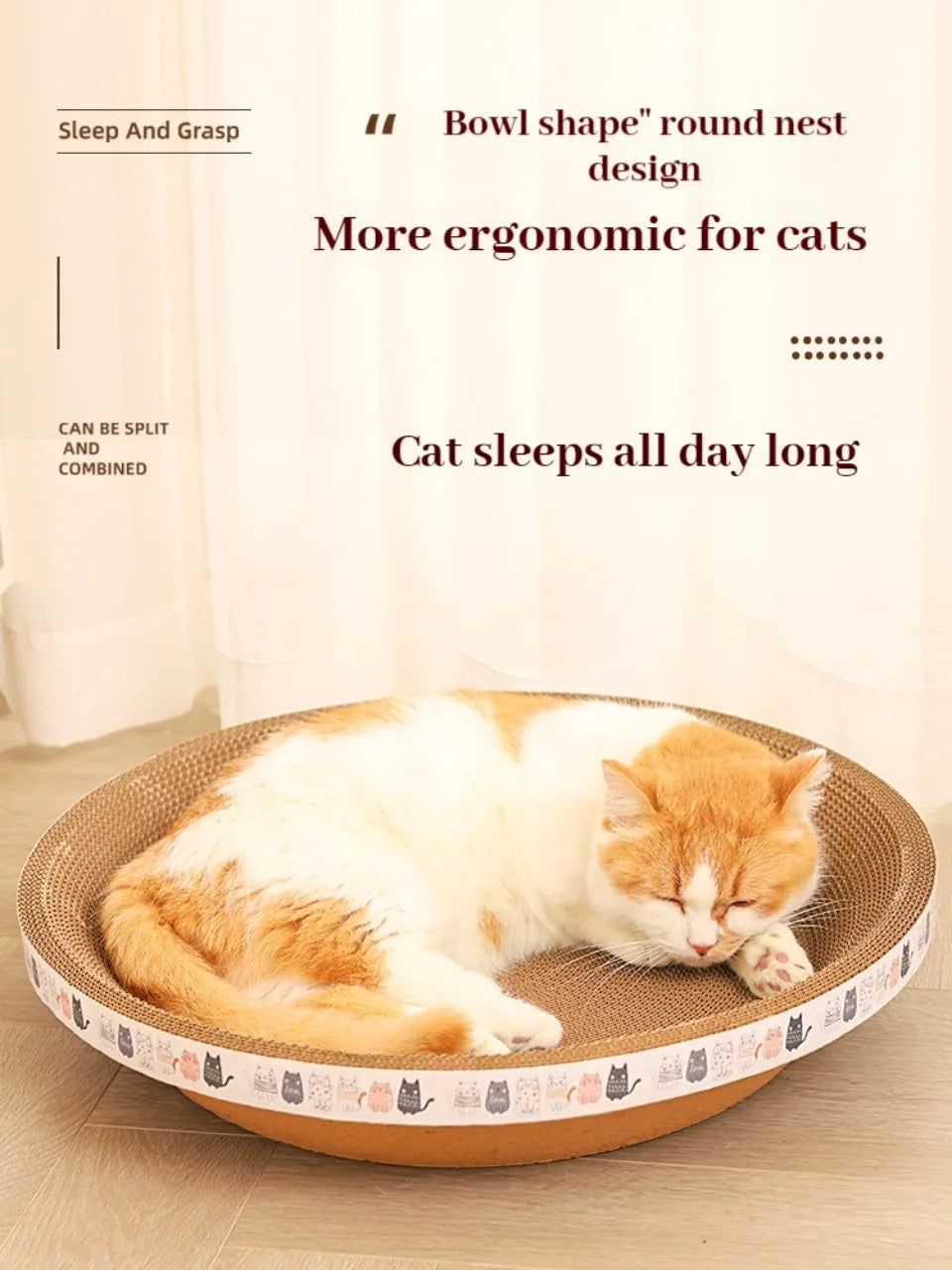 Corrugated Cat Scratching Post with Catnip Wear-resistant and Scratch-resistant Cat Bed Scratcher Sofa Protector Cats Furniture