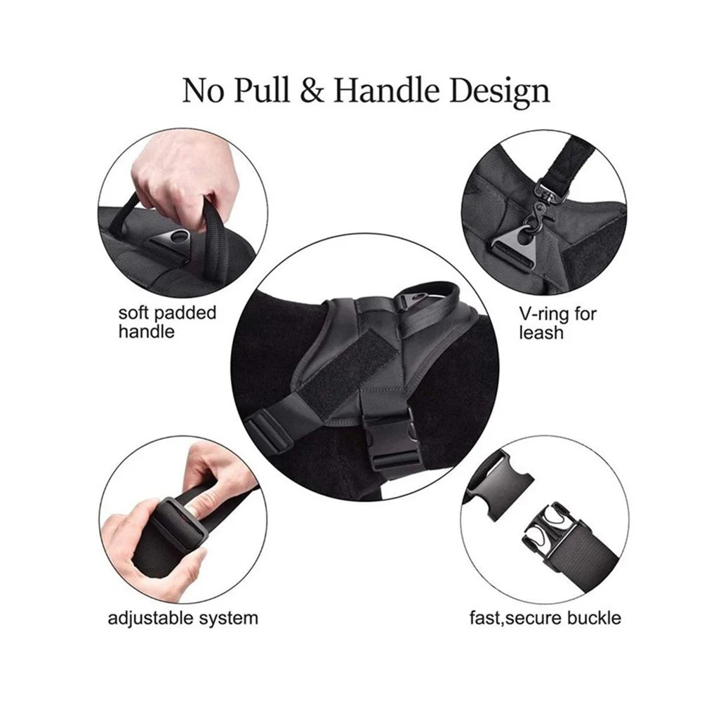 Purely Pawsome™ Tactical Dog Vest - Training Military Patrol Service Dog Harness with Handle