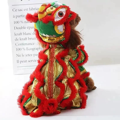 Purely Pawsome™ Lion Dance Dog Costume - Chinese New Year Festival Outfit for Dogs & Cats