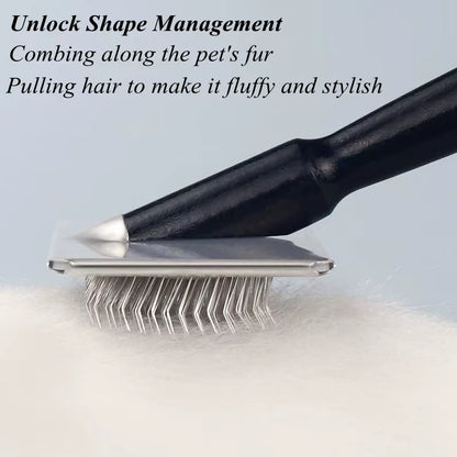 Premium Steel Needle Pet Grooming Comb with Wooden Handle – For Dogs & Cats | Purely Pawsome