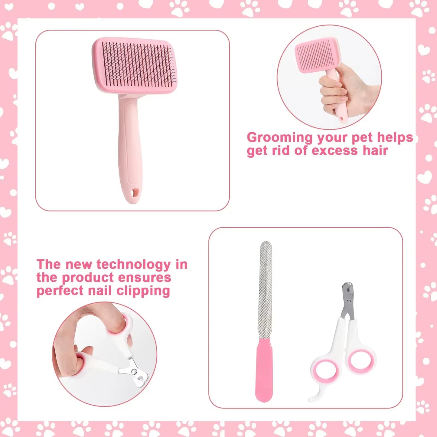 8-Piece Complete Dog Grooming Kit – Brushes, Nail Clippers & Bath Tools | Purely Pawsome