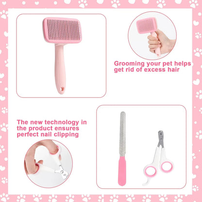 8-Piece Complete Dog Grooming Kit – Brushes, Nail Clippers & Bath Tools | Purely Pawsome