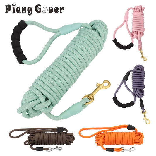 5M/10M Dog Leashes Long Pet Leash Puppy Walk Training round Rope for Small Medium Big Dog with Foam Handle
