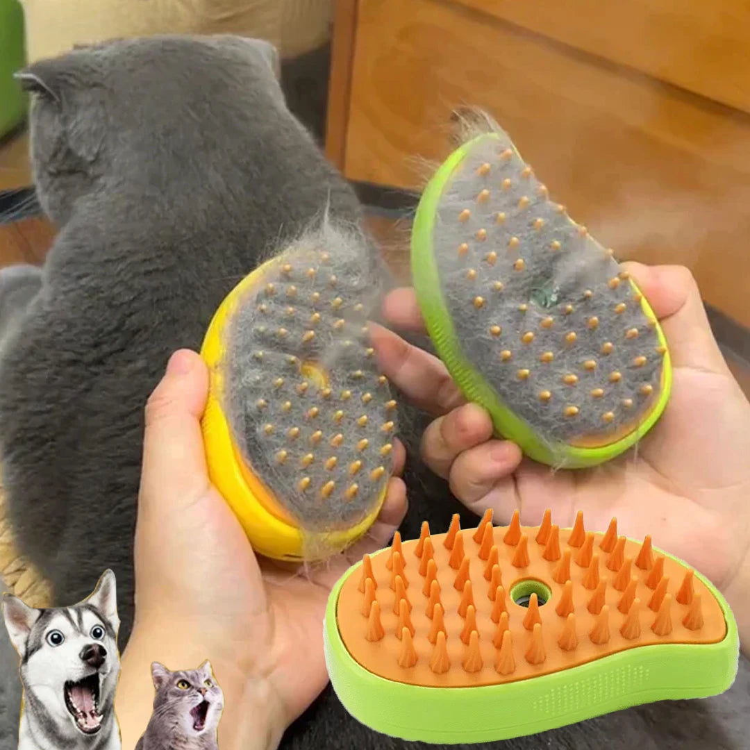 3-in-1 Electric Steam Pet Brush – Spray, Massage & Deshedding Grooming Tool for Dogs & Cats