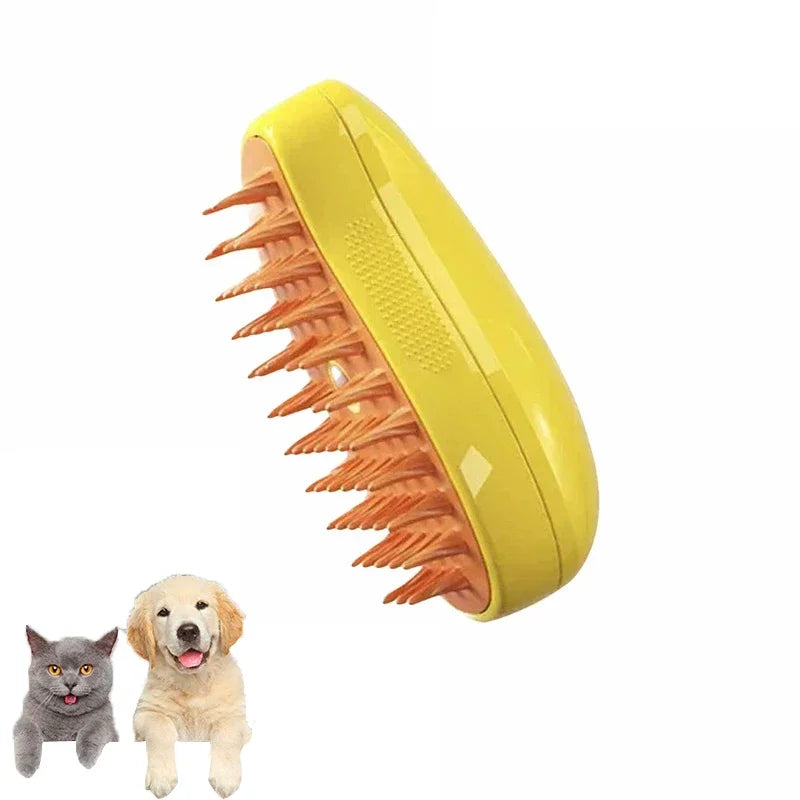 3-in-1 Electric Steam Pet Brush – Spray, Massage & Deshedding Grooming Tool for Dogs & Cats