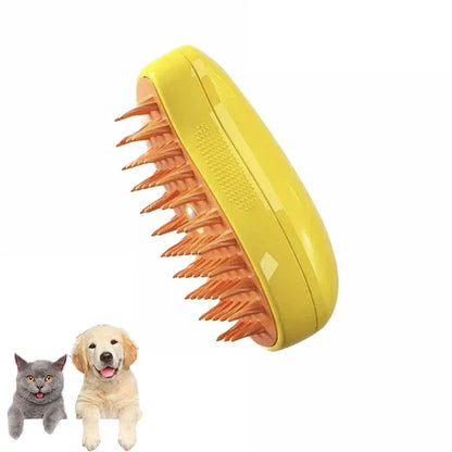 3-in-1 Electric Steam Pet Brush – Spray, Massage & Deshedding Grooming Tool for Dogs & Cats